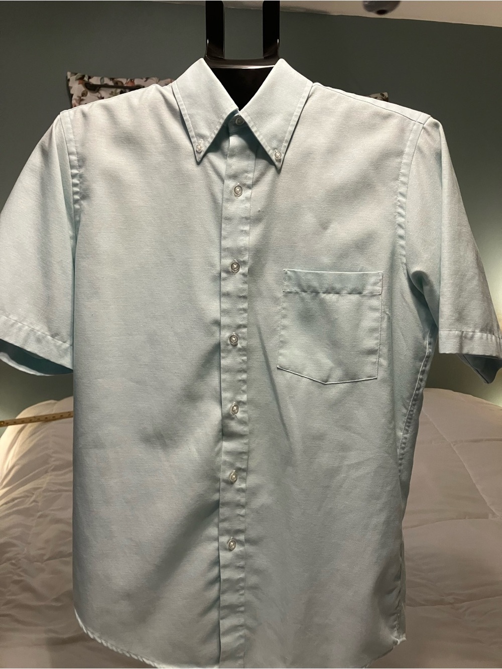 Manhattan Since 1857 Men’s Short Sleeve Button Down Shirt Mint Green Size 15